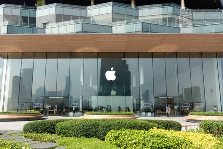 BANGKOK, THAILAND - 12 January 2019- View of an Apple store at the Icon Siam: a large shopping mall in Bangkok, Thailandのeditorial素材