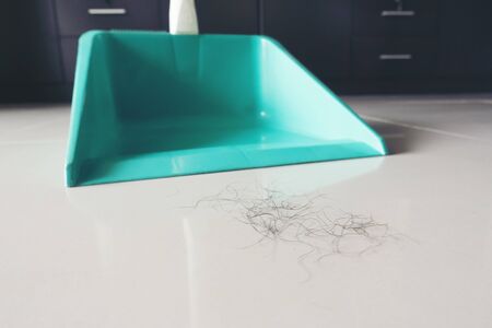 pubic hair fall on bedroom floorの写真素材