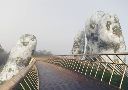golden hand bridge in da nang, vietnamのeditorial素材