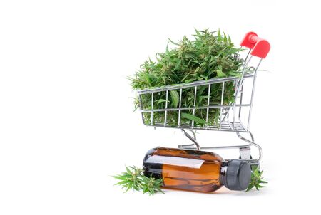 cannabis with cannabidiol (cbd) extract isolated on white backgroundの写真素材
