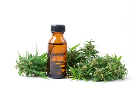 cannabis with cannabidiol (cbd) extract isolated on white backgroundの写真素材