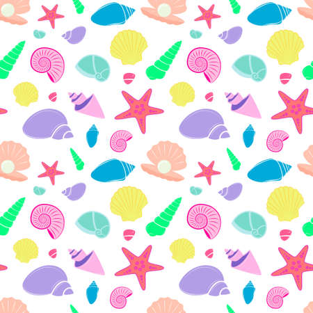 Cartoon sea shells seamless background patternのイラスト素材
