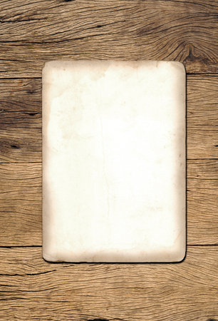 Old vintage paper texture background on wood boardの写真素材