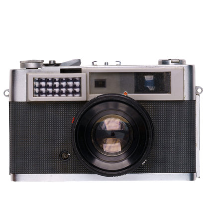 vintage old film camera isolated on white background