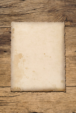 Old vintage paper texture background on wood boardの写真素材