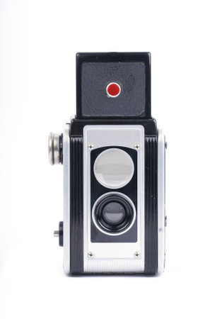 Old Twin Lens Reflex Cameras Isolated On White Backgroundの写真素材