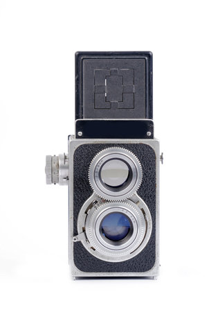Old Twin Lens Reflex Cameras Isolated On White Backgroundの写真素材