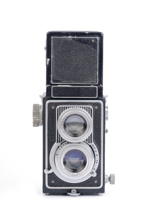 Old Twin Lens Reflex Cameras Isolated On White Backgroundの写真素材