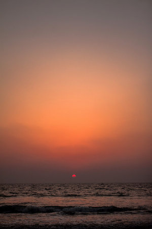 beautiful sunset on oceanの写真素材