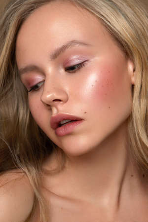 Beautiful young woman with clean fresh skinの写真素材