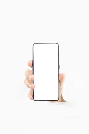 Hands holding smartphone technology concept isolated