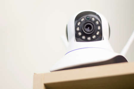 Wireless Cctv Cameras Over White Backgroundの写真素材
