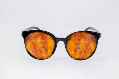 Sunglasses with reflection in it isolated on a white background.
