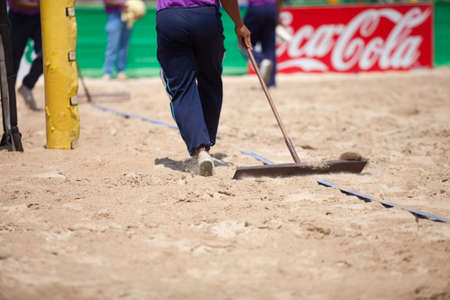 Thailand - April, 14: The grooming of Samila-Chang AVC Beach Volleyball Tour-Samila Open 15th. 14-18 April 2014. Samila beach,Songkhla, Thailand.のeditorial素材