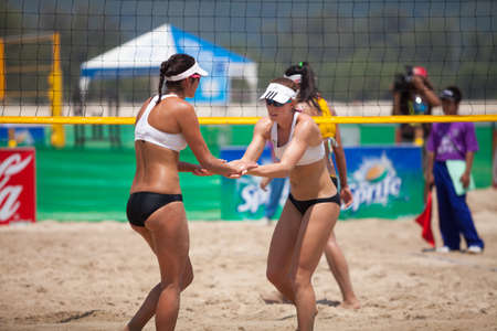 Thailand - April, 14: The grooming of Samila-Chang AVC Beach Volleyball Tour-Samila Open 15th. 14-18 April 2014. Samila beach,Songkhla, Thailand.のeditorial素材