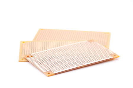 Printed circuit board kits on white background, isolatedの写真素材