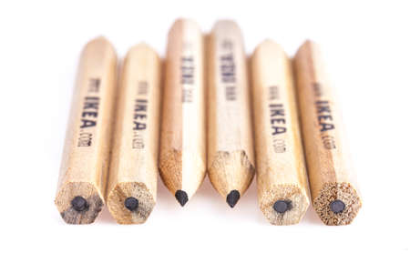 SONGKHLA THAILAND - JANUARY 27, 2015: Ikea Pencil on a White Background, IKEA Founded in Sweden in 1943, Ikea is the world's largest furniture retailer.のeditorial素材