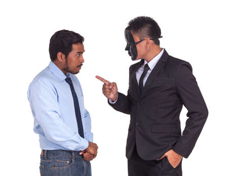 frightened businessman and bossの写真素材