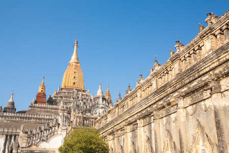 The beautiful view in terrace of Ananda Temple on Bagan, Myanmar, Burmaの写真素材