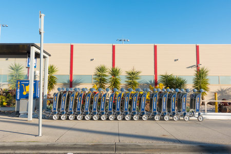 Melbourne, Australia - August 4, 2016: Trolley for luggage or baggage transportation at Melbourne...