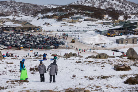 THREDBO, AUSTRALIA : AUG 6, 2016. Thredbo is a village and ski resort in the Snowy Mountains of New South Wales, Australiaのeditorial素材