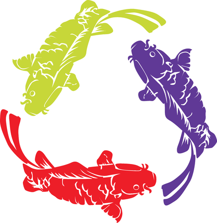 Illustration of Koi Fish, design print.のイラスト素材