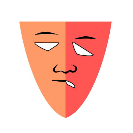 Painful human red face from Trigeminal Neuralgia or Temporomandibular Muscle Disorder, People suffering from facial pain, mumps or toothacheのイラスト素材