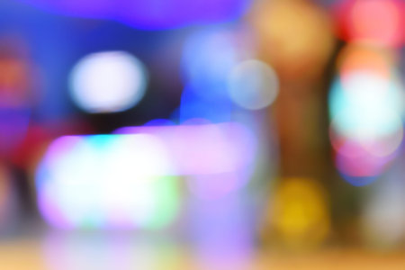 Night city light bokeh background for the celebration of the holiday season, Colorful light circles...