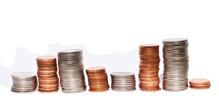 Copper and silver color coins models as graphs and statistics, Volatility and uncertainty, Coin on...