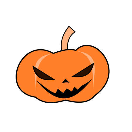 Halloween pumpkin head Jack-o-lantern isolated on white background, Devil Scarface smilingのイラスト素材