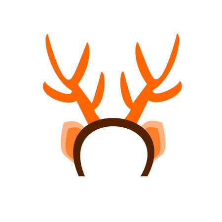Christmas antlers isolated on white background, Pair of toy reindeer horns, Ear ans horn of deerのイラスト素材