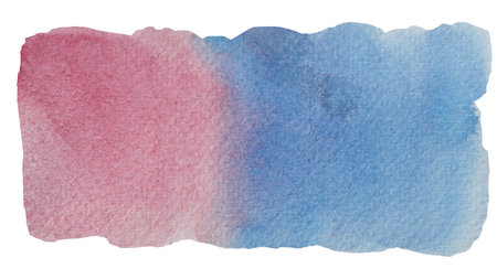 Bright with colorful watercolor stroke and spray on paper , Abstract background by hand drawn blue with purple and pink color liquid drip isolated on white backgroundの写真素材