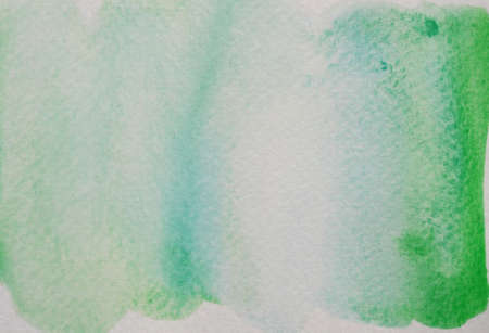 Abstract background and texture pattern blue and green color flow on white background, Illustration watercolor hand draw and painted on paperの写真素材