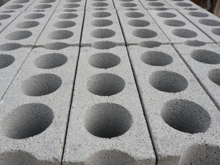 Circular hole on white brick, The rough and porous texture of the gray building materials, Group of...