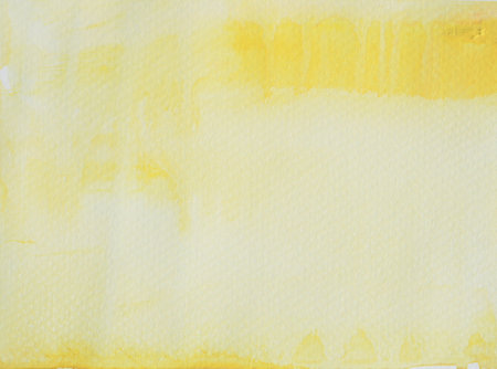 Color gradient from blue with yellow and green on white surface , Illustration abstract and bright background from watercolor hand draw on paperの写真素材