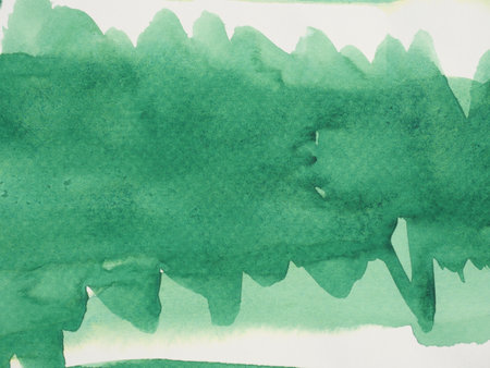 Abstract background and texture pattern green color flow on white background, Illustration watercolor hand draw and painted on paperの写真素材
