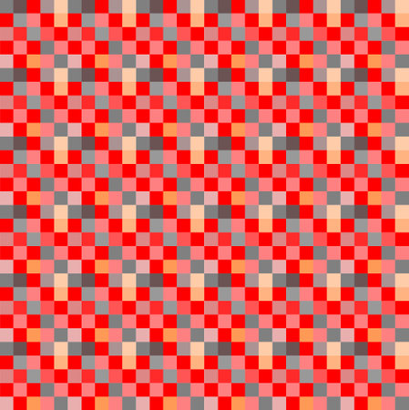 Red with pink with gray and orange color mosaic pixel seamless background, Many colorful square vector graphics arranged in an abstract patternのイラスト素材