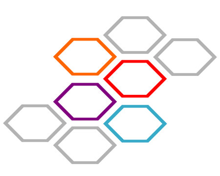 Colorful stacked box on hexagon shap of productivity infographic with eight option infographics layoutのイラスト素材