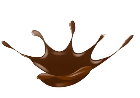 Chocolate milk splash isolated on white background, Cocoa or coffee cream splashing in vector graphic illustration styleのイラスト素材