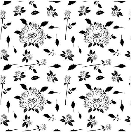 Abstract seamless pattern with hand drawing isolated white roses.のイラスト素材