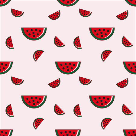 Cute seamless vector pattern with watermelon slices
