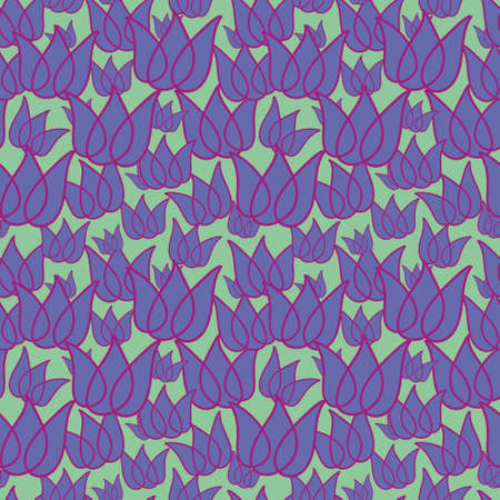 Sage green lotus flowers seamless pattern printのイラスト素材