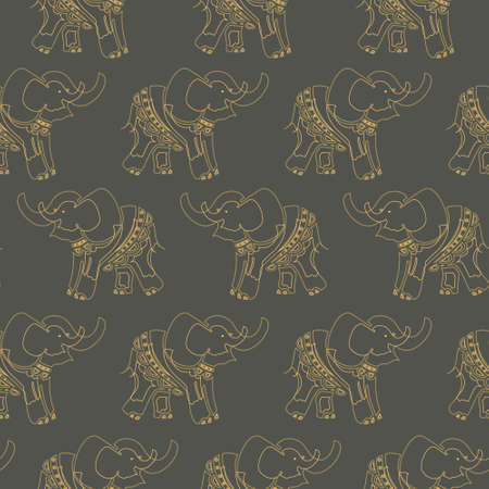 Olive green elephant seamless pattern printのイラスト素材