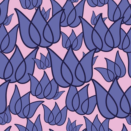 Very peri lotus flowers seamless pattern printのイラスト素材