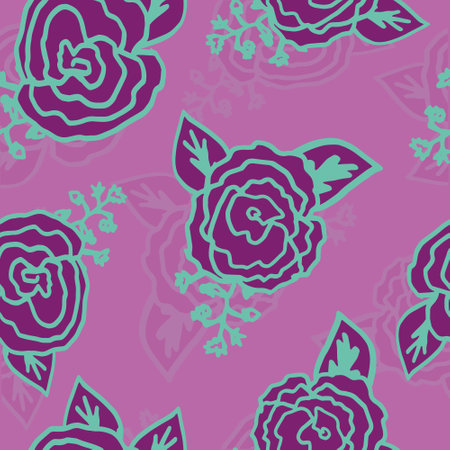 Purple roses seamless pattern print backgroundのイラスト素材