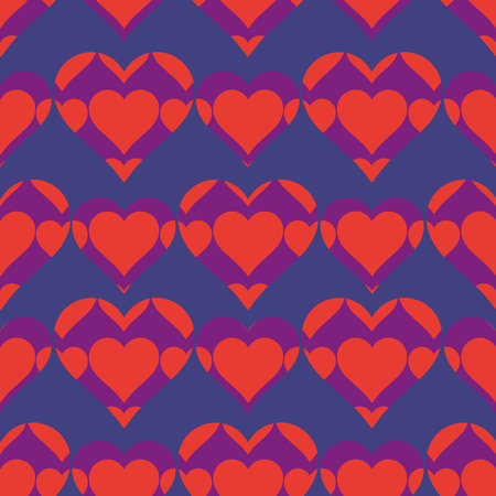 Red geometric heart seamless pattern print