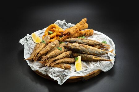 appetizer of fried fish barabulkaの写真素材