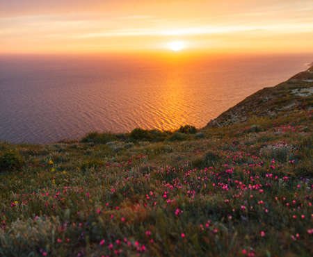 Beautiful views from the mountains to the black sea in the sun.の写真素材