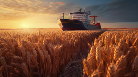 continuation of the grain deal on wheat, sea transportation of agricultural grains and corn cereals, global food crisis. Generative AIの素材