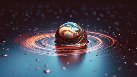 abstract background with liquid waves and water drops.の素材